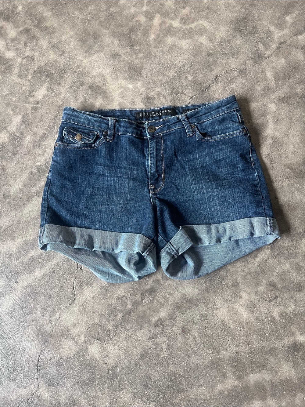 Salt Works Dark Blue Cuffed Denim Shorts